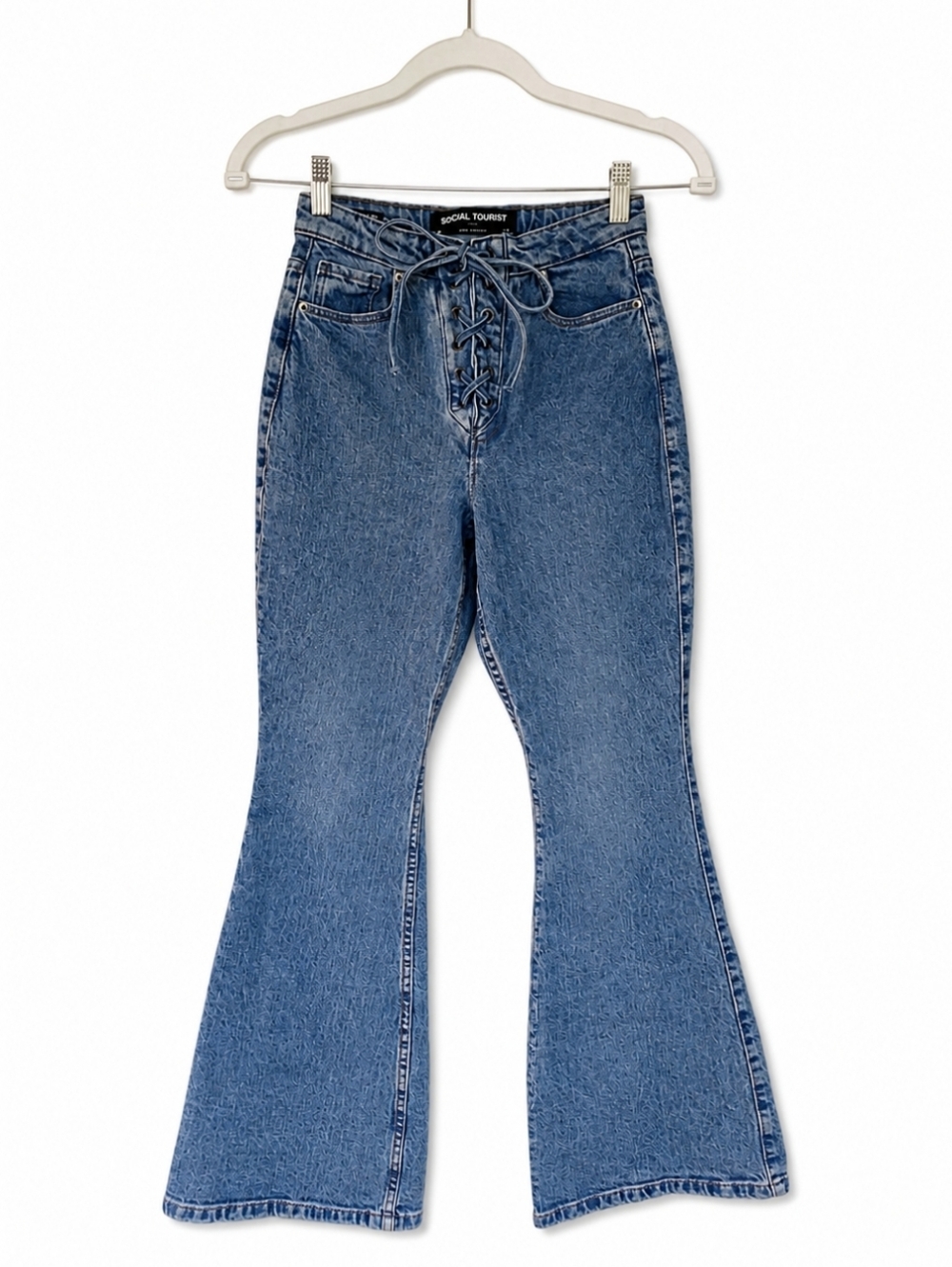 Social Tourist Ultra High Rise Lace-up Flare Jeans size 25